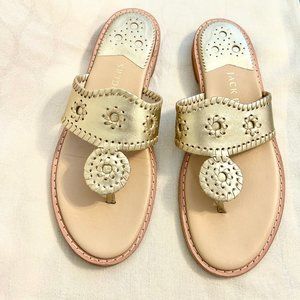 Jack Rogers Jacks II Sandals - Metallic Gold - Size 8.5 - Like New